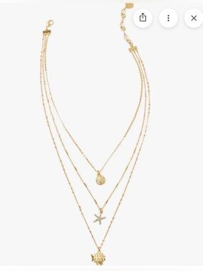 Lilly Pulitzer Seaside Statement Necklace in Gold three strands with charms NWT